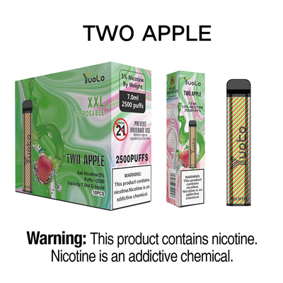 Yuoto Longest Lasting Disposable E Cig XXL 2500 Puffs Double Apple 50 mg 7 ml Saft
