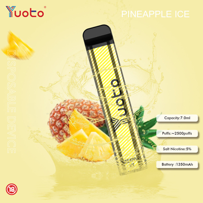 Yuoto 2500 Hauche 23 Aromen 7 ml Kapazität 1200 Milliamperestunden-Batteriekapazität Minzen-Eis