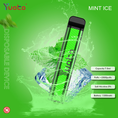 Yuoto 2500 Hauche 23 Aromen 7 ml Kapazität 1200 Milliamperestunden-Batteriekapazität Minzen-Eis