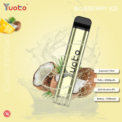 Yuoto 2500 Hauche 23 Aromen 7 ml Kapazität 1200 Milliamperestunden-Batteriekapazität Minzen-Eis