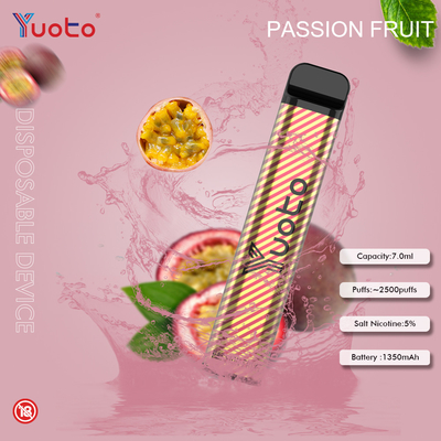 Yuoto Xxl 2500 stößt Wegwerf-Vape-Stift E Juice Capacity 7ml luft