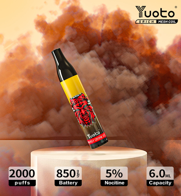 Populäres Yuoto 2000 stößt vape Vape Wegwerf-E-Zigaretten Vape-Stift Mesh Coils 6ml E Saft-850mAh luft