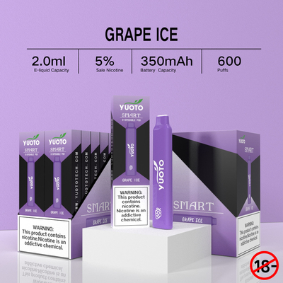 2022 neue kommende mehrfache fruchtige Aromen Yuoto Smart 600 stößt 5% Nikotin Wegwerf-Vape-Stift luft
