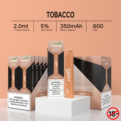 2022 neue kommende mehrfache fruchtige Aromen Yuoto Smart 600 stößt 5% Nikotin Wegwerf-Vape-Stift luft