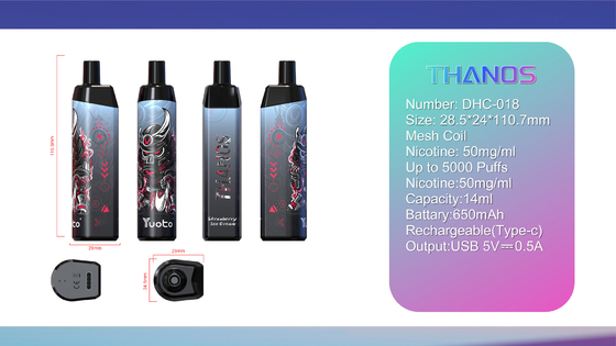 2022 Neue Ankunft Einweg Vape Elektronische Zigarette14ml E-Liquid 650mAh Batterie Traubeneis für Puff Distributoren