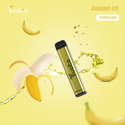 Yuoto XXL 2500 Puffs 1200 mAh Einwegbatterie 7,0 ml Ejuice Bananeneisgeschmack für Indien