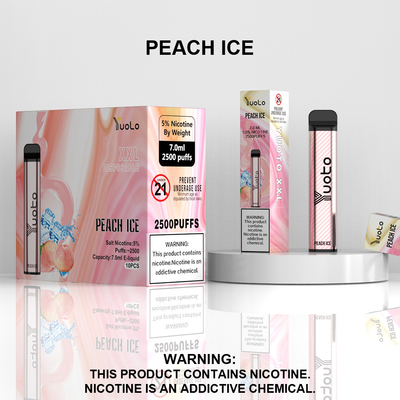 2500 Puffs Einweg-Vape-Pod mit Pfirsichgeschmack Yuoto XXL Coil 7ml Ejuice 1200mAh Akku aus China Factory