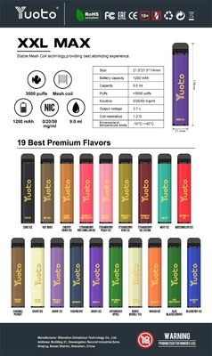 Mango-Eisgeschmack Yuoto xxl Max 3500 Puffs Einweg-Vaporizer Mesh Coils Leather Surface 9ml