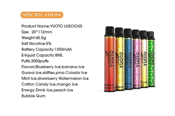 Köstlicher 3000 Hauch Nikotin Distrubutor Yuoto, 8.0ml E Juice Disposable Vape Pen
