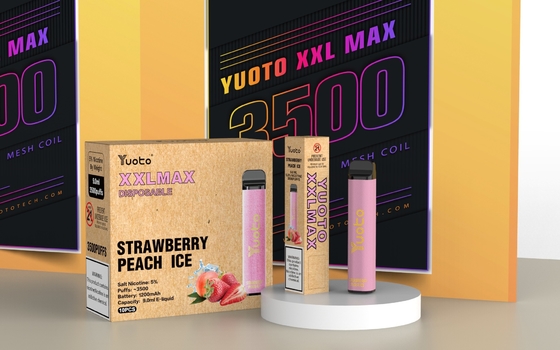 Erdbeer-Pfirsich-Eisgeschmack Yuoto XXL Max 3500 Puffs Electric Vape Pen mit Maschenspule
