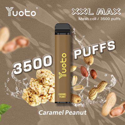 Original Yuoto E-Zigaretten-Verdampfergerät XXL MAX 3500 Puffs Kits Karamell-Erdnuss