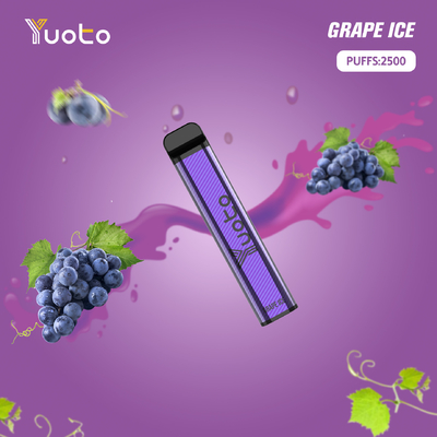 Yuoto 2500 Puffs Flavors Vaporizer Pen Kit 23 Geschmacksrichtungen 5% 1200 mAh Batterie Einweg-Mongo-Eis Beliebt in Indien