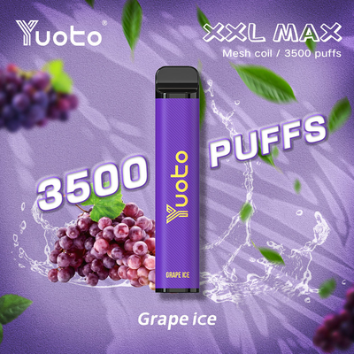 5% 2% Nikotin XXL max 3500 stößt Wegwerf-Vape Trauben-Eis Mesh Coil Yuoto luft