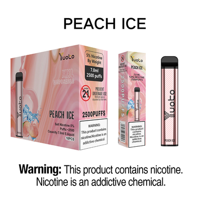 5% Nic Disposable Vape Pod 2500 Hauch-Pfirsich-Eis Yuoto XXL 7.0ml Ejuice