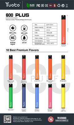 Austauschbare Hülse 5 Farbe-Tpd Vape, leben die 600 Hauch-Patronen-Umb.-Gerät