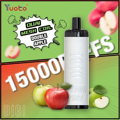 Einweg-Dampf-Plastik-AL 850mAh 15000 Puffs Einstellbarer Luftstrom 23 Geschmacksrichtungen DualMesh-Spule