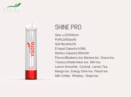 Yuoto glänzen Pro2000 Hauche Vape 15 Aromen mit 5ML E Juice Capacity