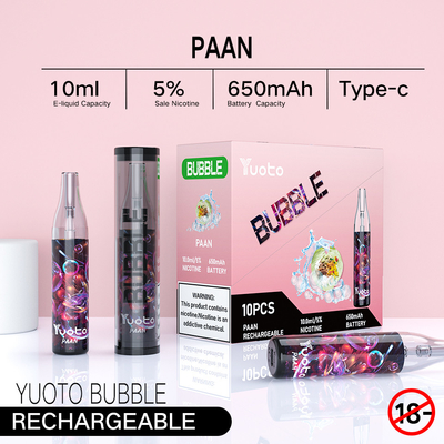 Yuoto-Blase 4000puffs 650 Milliamperestunde 10ml wieder aufladbares yuoto, das Wegwerf-vape Trennung der Spulen nicht ineinander greifen, führte das Hinaufklettern