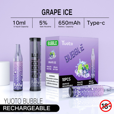 Yuoto-Blase 4000puffs 650 Milliamperestunde 10ml wieder aufladbares yuoto, das Wegwerf-vape Trennung der Spulen nicht ineinander greifen, führte das Hinaufklettern