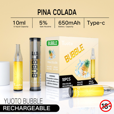 Maschenspule wieder aufladbarer vape nicht Trennung pina colada ecig Wegwerfdampf Yuoto-Blase 4000puffs 650 Milliamperestunde 10ml