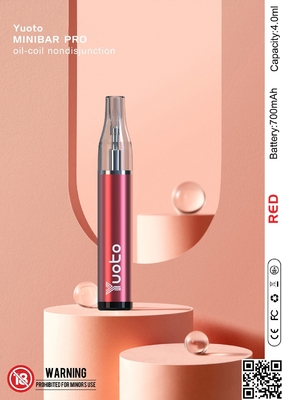 Yuoto-Minibar kundenspezifische Wegwerf-Flüssigkeit Nachfüllung e Vapes 4ml