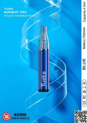 Yuoto-Minibar kundenspezifische Wegwerf-Flüssigkeit Nachfüllung e Vapes 4ml
