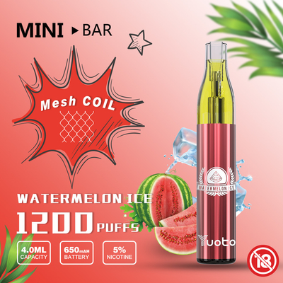 YUOTO-Minibar 1200 stoßen Wegwerf-Batterie 650mAh Vape 15 des Aroma-E Saft-4.0ml luft