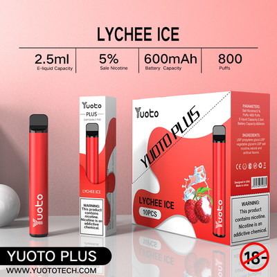 Yuoto 800 stößt Vape mit 11 Aromen Origal-Bereich 2,5 ml Juice Capacity luft