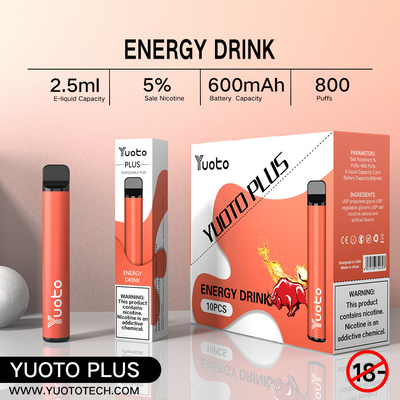 Yuoto 800 stößt Vape mit 11 Aromen Origal-Bereich 2,5 ml Juice Capacity luft