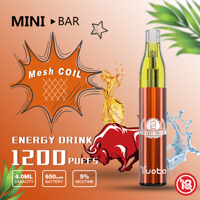 Hauch Yuoto-Minibar-1200 Wegwerf-Batterie 650mAh Vape 15flavor E-Saft-4.0ml