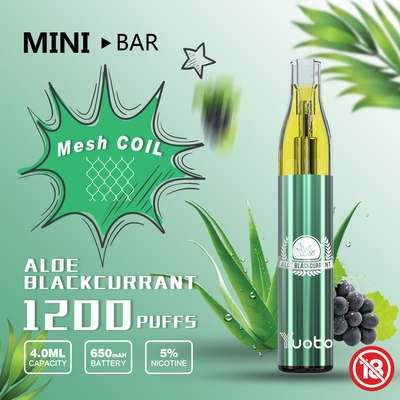 Hauch Yuoto-Minibar-1200 Wegwerf-Batterie 650mAh Vape 15flavor E-Saft-4.0ml